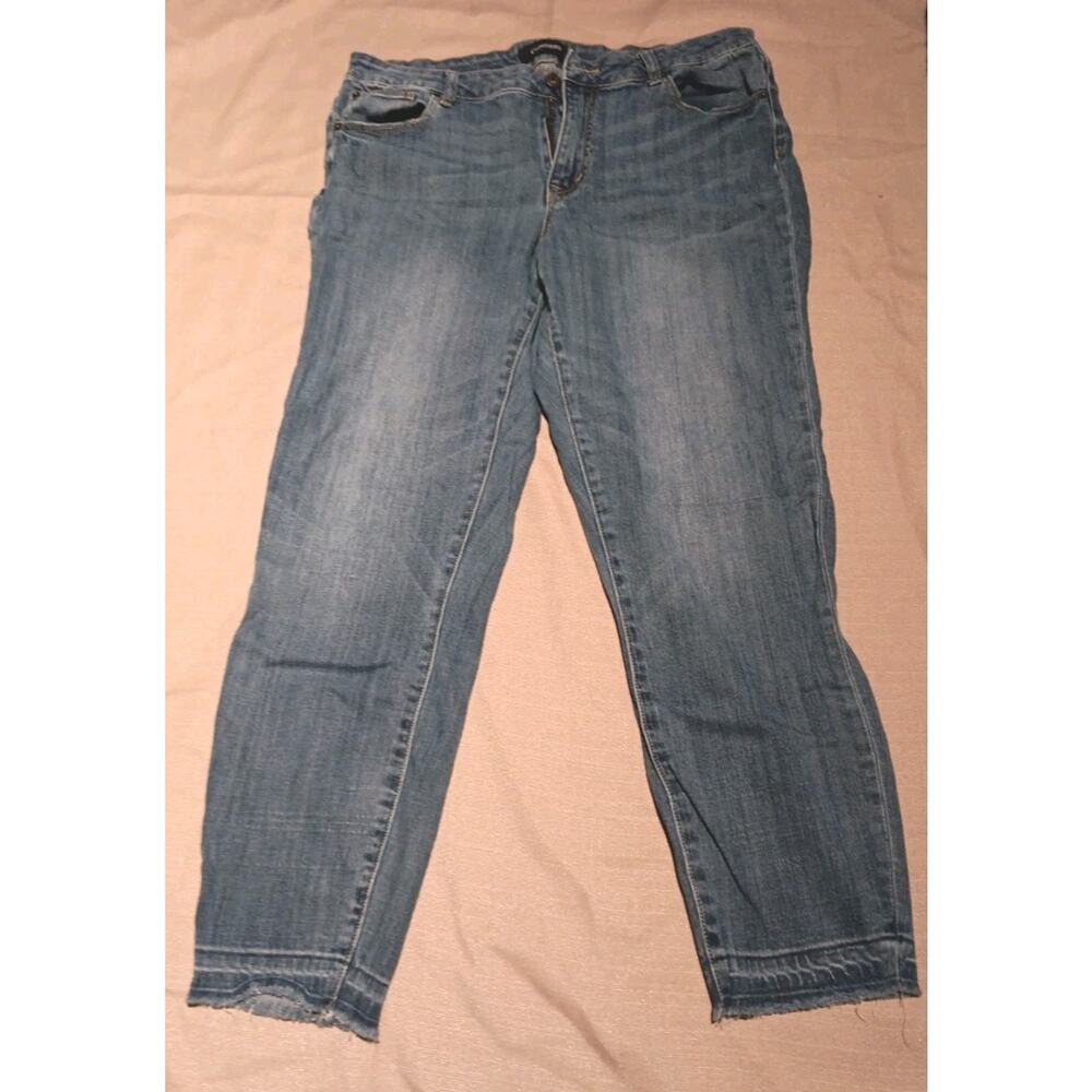 Plus Size Women’s Jeans 1X Raw Hem Skinny Denim High Rise Stretch Boho Festival
